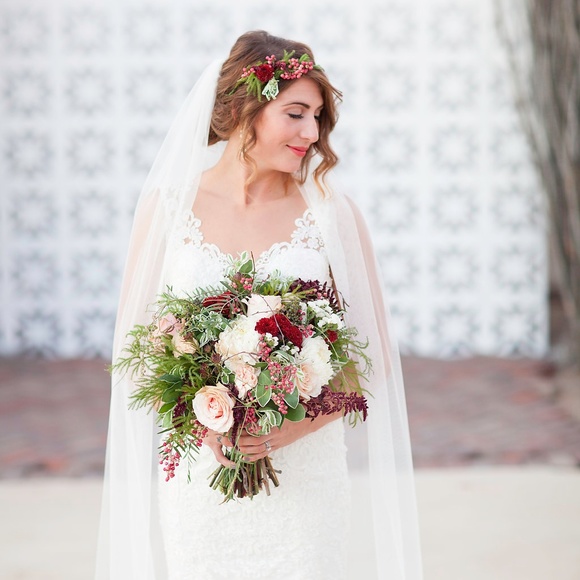 English Net Wedding Veil Cathedral Veil Bride - Picture 5 of 7